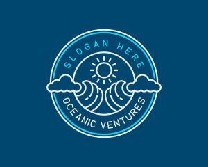 Wave Beach Ocean logo design