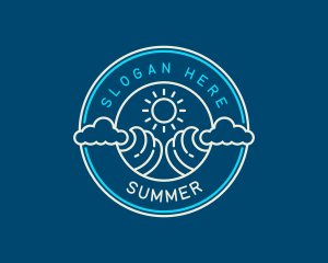 Wave Beach Ocean logo design