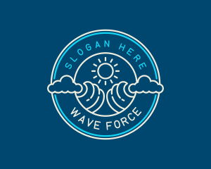 Wave Beach Ocean logo design