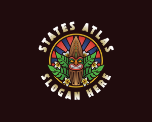 Hawaiian Tiki Surfboard logo design