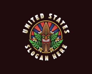 Hawaiian Tiki Surfboard logo design