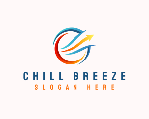 Wind Breeze Ventilation Arrow logo design