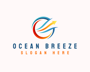 Wind Breeze Ventilation Arrow logo design