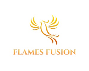 Flying Phoenix Flame logo design