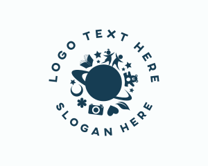 Kindergarten - Children Planet Learning Orbit logo design