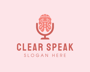 Speak - Brain Microphone Podcast logo design