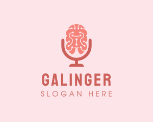 Microphone - Brain Microphone Podcast logo design