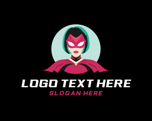 Cape - Superhero Mask Woman logo design