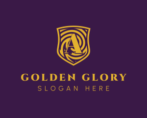 Glory - Gold Spiral Shield Letter A logo design