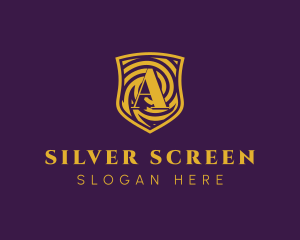 Top Notch - Gold Spiral Shield Letter A logo design