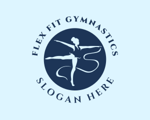 Gymnastics - Blue Woman Gymnast logo design