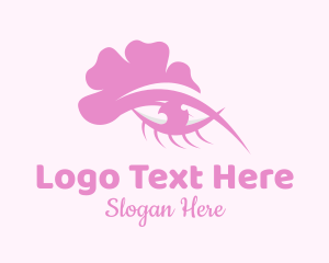 Eyelashes - Pink Floral Eye logo design