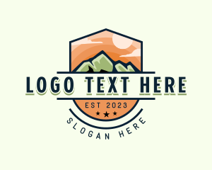 Sun - Mountain Outdoor Trekking logo design