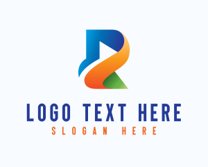 Stroke - Colorful Ribbon Letter R logo design