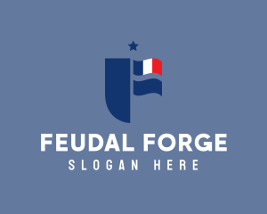 French Letter F Badge logo design