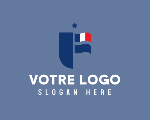 National Flag - French Letter F Badge logo design