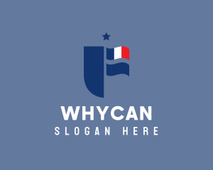 National Flag - French Letter F Badge logo design