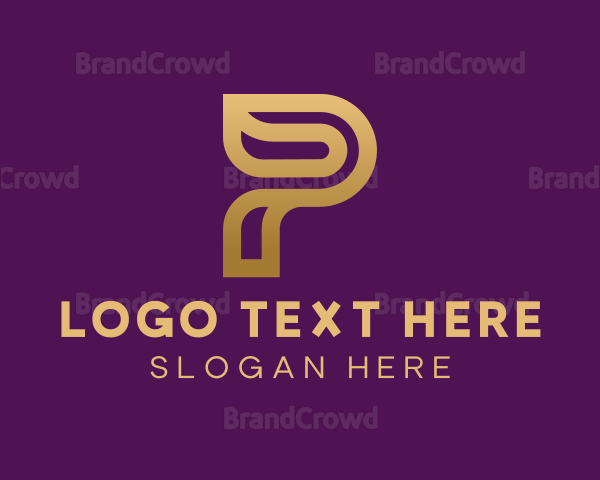 Golden Elegant Letter P Logo
