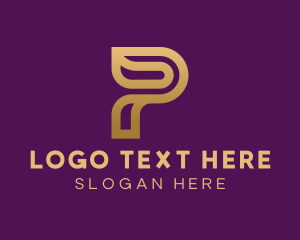 Hair Salon - Golden Elegant Letter P logo design
