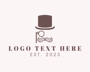 Barber - Top Hat Monocle Gentleman logo design