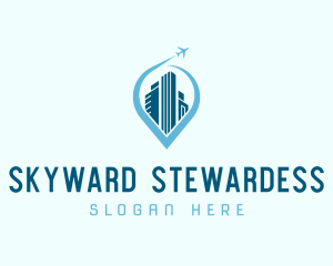 Stewardess - Cityscape Airline Flight logo design