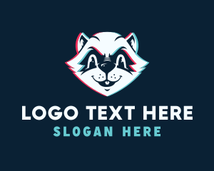 Online Gaming - Wild Raccoon Glitch logo design