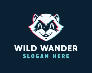 Wild Raccoon Glitch logo design