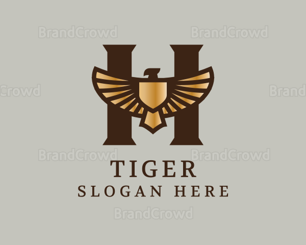Golden Eagle Letter H Logo