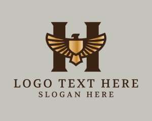 Falcon - Golden Eagle Letter H logo design