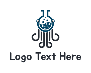 Scientific - Lab Flask Octopus logo design