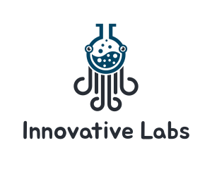 Lab Flask Octopus logo design