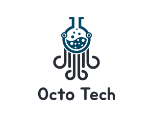 Lab Flask Octopus logo design