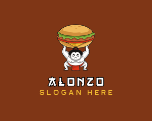 Sumo Wrestler Cheeseburger logo design