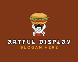 Sumo Wrestler Cheeseburger logo design