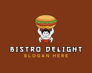 Sumo Wrestler Cheeseburger logo design