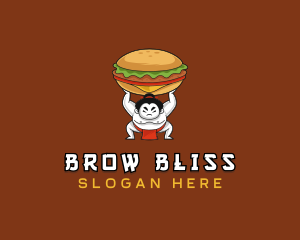 Sumo Wrestler Cheeseburger logo design