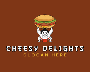 Sumo Wrestler Cheeseburger logo design