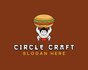 Sumo Wrestler Cheeseburger logo design