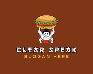 Sumo Wrestler Cheeseburger logo design