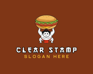 Sumo Wrestler Cheeseburger logo design