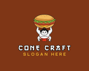 Sumo Wrestler Cheeseburger logo design