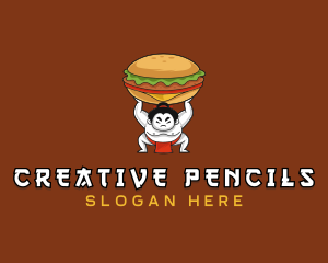 Sumo Wrestler Cheeseburger logo design