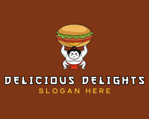 Sumo Wrestler Cheeseburger logo design