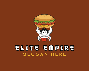 Sumo Wrestler Cheeseburger logo design