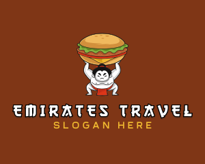 Sumo Wrestler Cheeseburger logo design