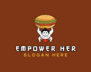 Sumo Wrestler Cheeseburger logo design