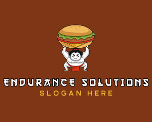 Sumo Wrestler Cheeseburger logo design