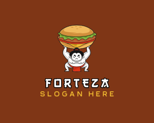 Sumo Wrestler Cheeseburger logo design