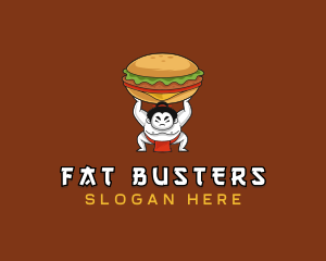 Fat - Sumo Wrestler Cheeseburger logo design