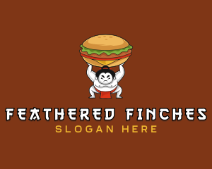 Sumo Wrestler Cheeseburger logo design